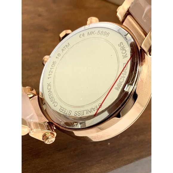 Michael Kors Womens Watch MK5896 Quartz Chronograph 39mm Rose Gold Steel Plastic - Picture 7 of 15